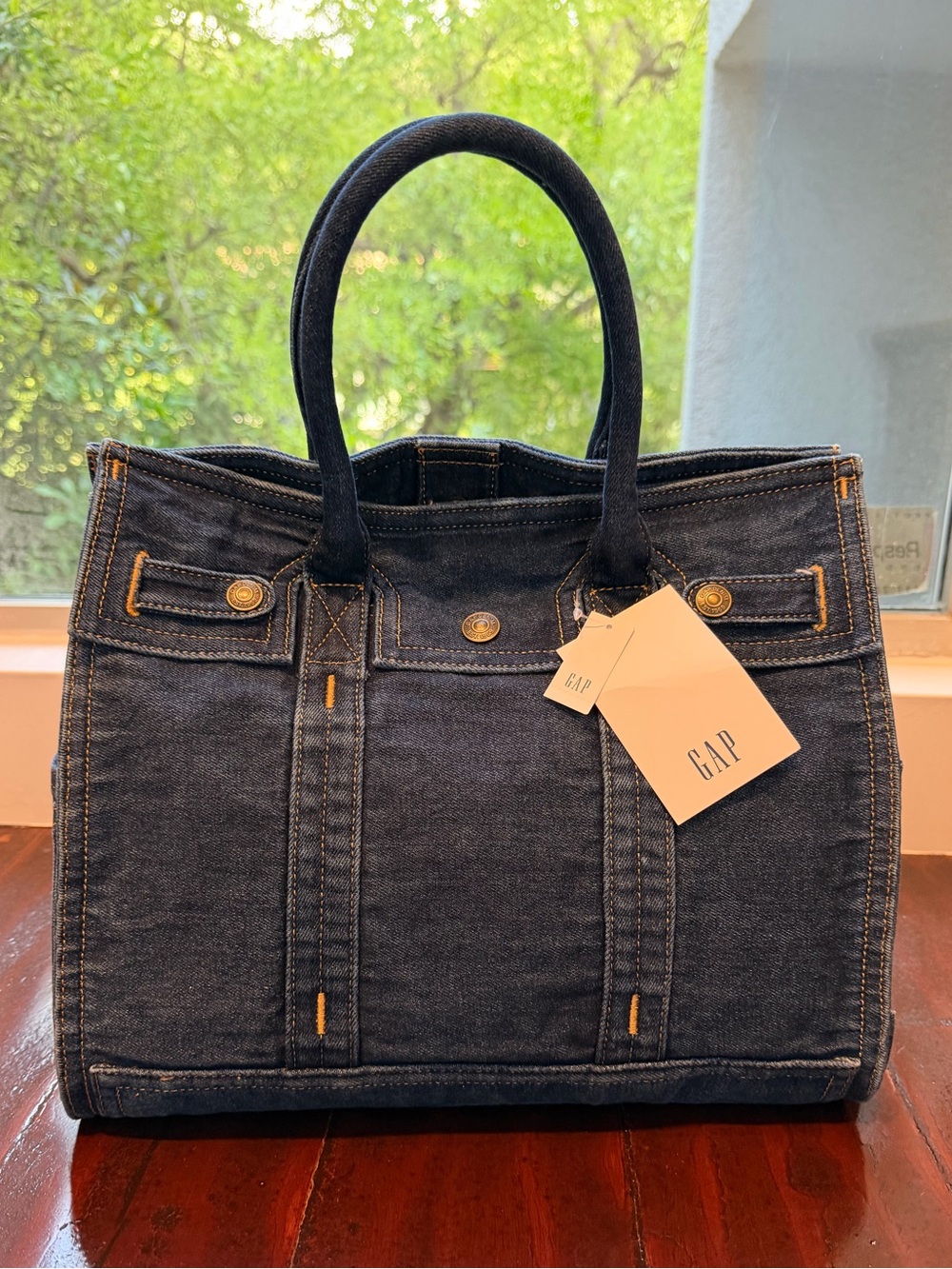 GAP 5 Pocket Denim Tote in Dark Wash Denim Medium Size NWT